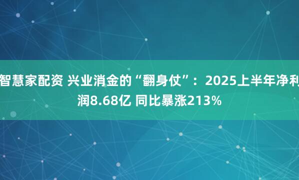 智慧家配资 兴业消金的“翻身仗”：2025上半年净利润8.68亿 同比暴涨213%
