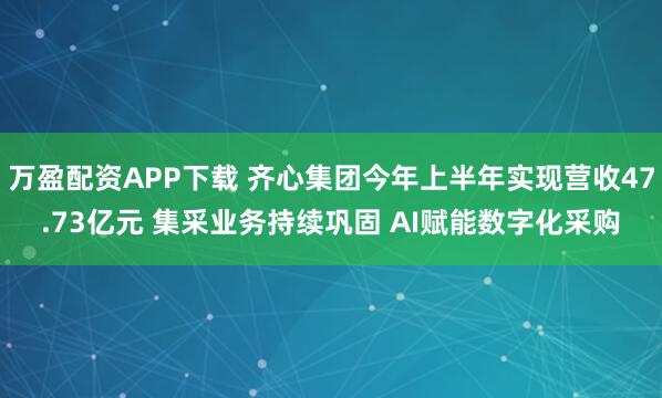 万盈配资APP下载 齐心集团今年上半年实现营收47.73亿元 集采业务持续巩固 AI赋能数字化采购
