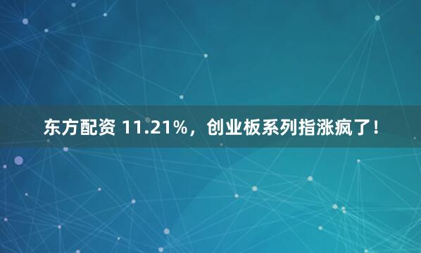 东方配资 11.21%，创业板系列指涨疯了！